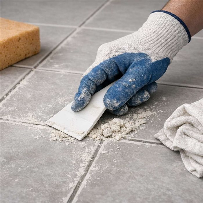 Enlever un surplus de joint sec sur carrelage : la méthode efficace
